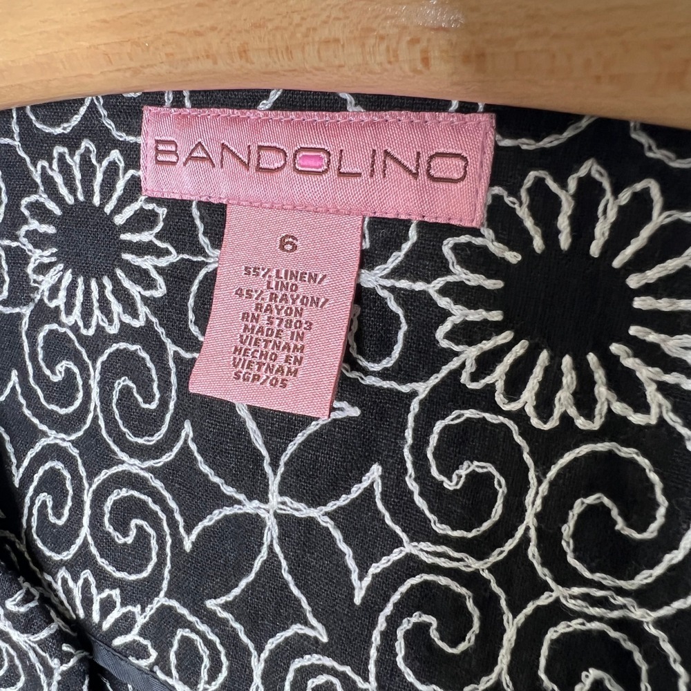 Bandolino Jacket Size 6 Fairycore Floral Embroidered‎ Linen Blend Ribbon Tie Bow - Picture 7 of 7